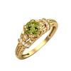 5MM Round Peridot Gemstone 925 Sterling Silver Gold Plated Solitaire Blossom Design Women Wedding Ring