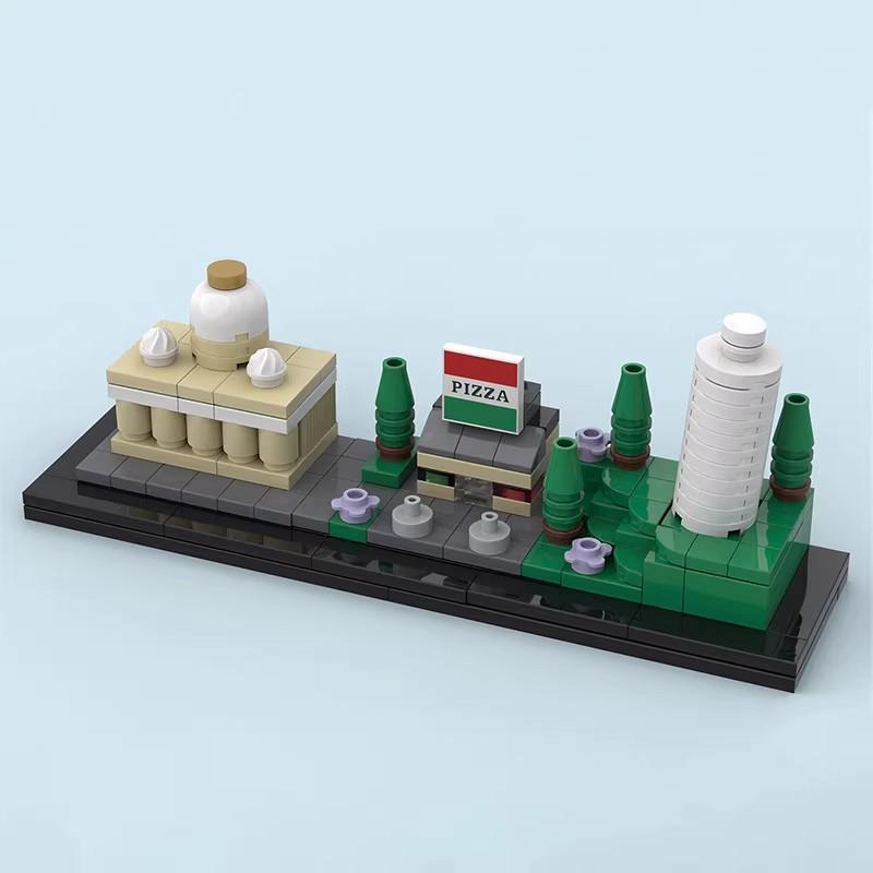 Bausteine MOC-35967 Italienische Skyline Gebäude Straßenansicht Ziegelstein Pädagogisches Modell Ornamente