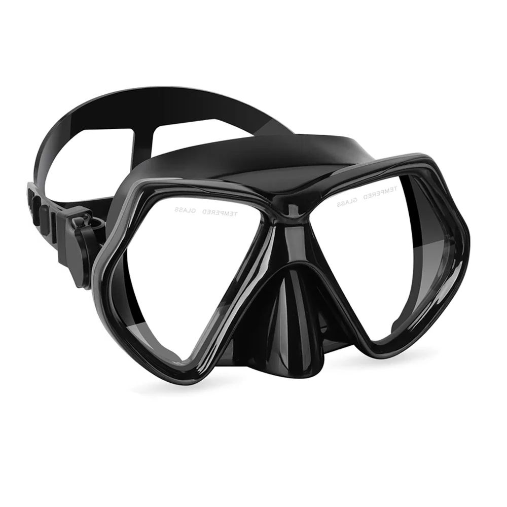 Snorkel Mask Swimming Goggles Diving Training Skirt Tube Silicone Temp Glass Lens Anti-Leak Anti-Fog Wide View Adjustable Strap