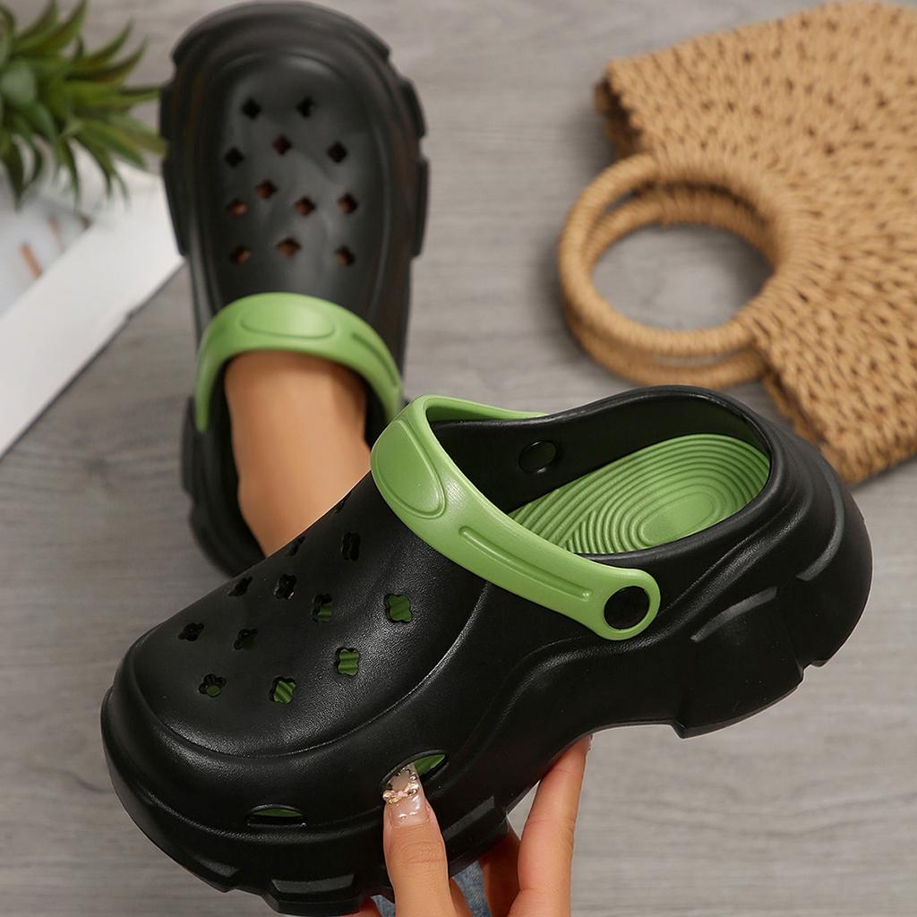 Mode Damen Plateau-Slipper Geschlossene Zehenpartie Rutschfeste Strandsandalen Frau Leichte Designer-Schuhe Hausschuhe zum Hineinschlüpfen Pantoletten Damen