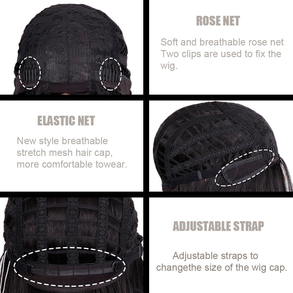 MISS WIG Moda feminina longa reta preta perucas de fibra sintética para mulheres lolita festa diária peruca de fibra resistente ao calor