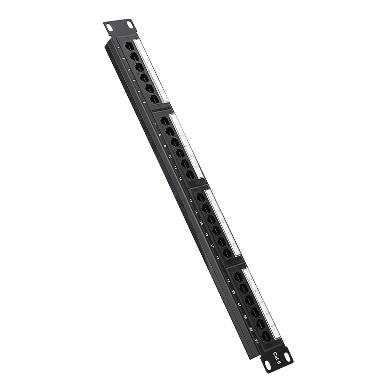 24 PORT CAT6 PATTER PACT, LAN Cable with Rack Mount Bracket, Wall Mounted Ethernet Panel for Server Server Rack Cable Management