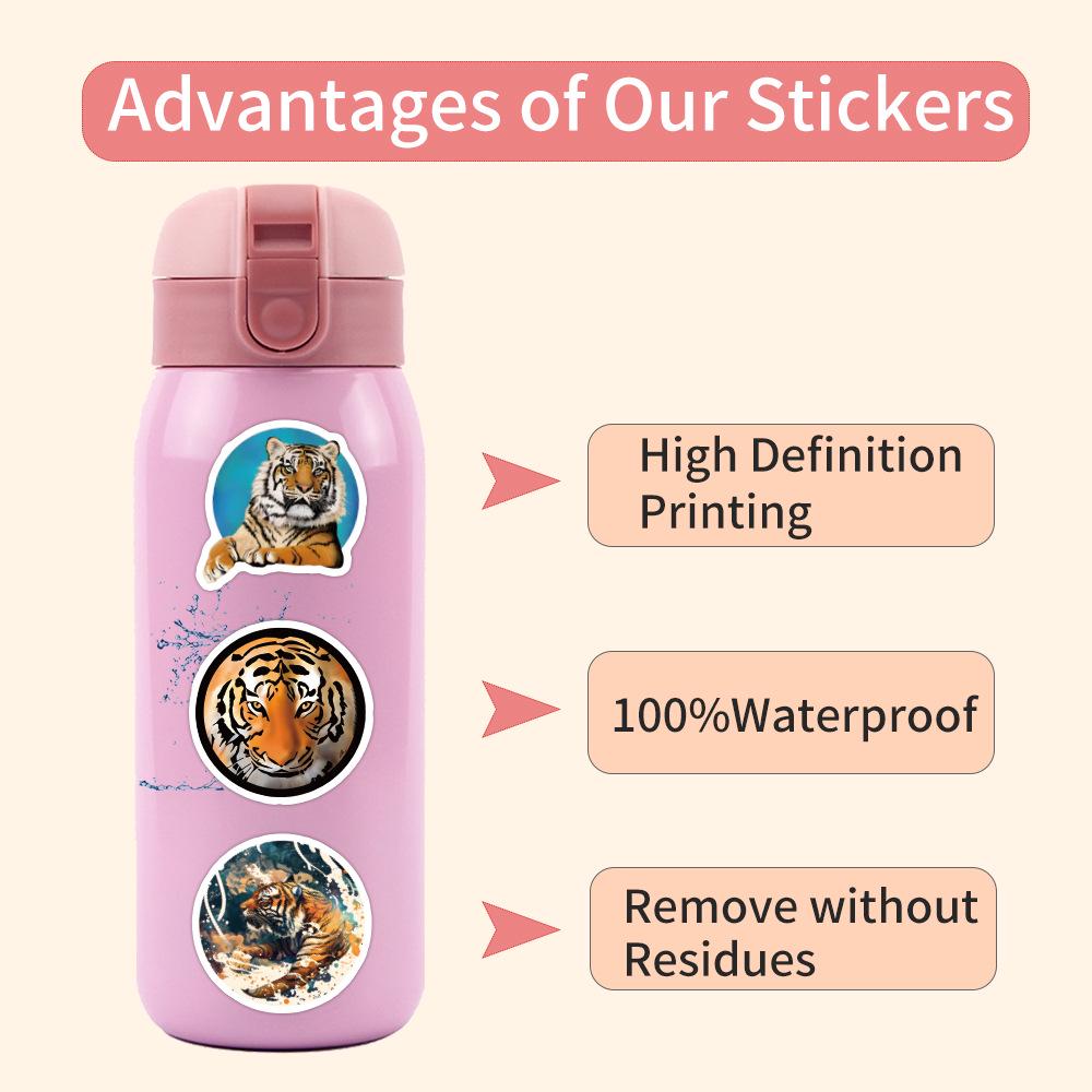 120 Sheets Tiger Cartoon Graffiti Stickers for Skateboards, Water Bottles, and Planners