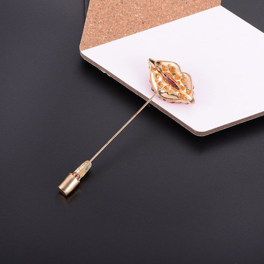 Girls Gift Romantic Fashion Accessories Banquet Red Lip Lipstick Brooch Jewelry Badge Scarf Pin