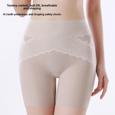 Women's Summer Ice Silk Non Trace Body Shaping Anti Skimming High Waist and Belly Flat Angle Leggings