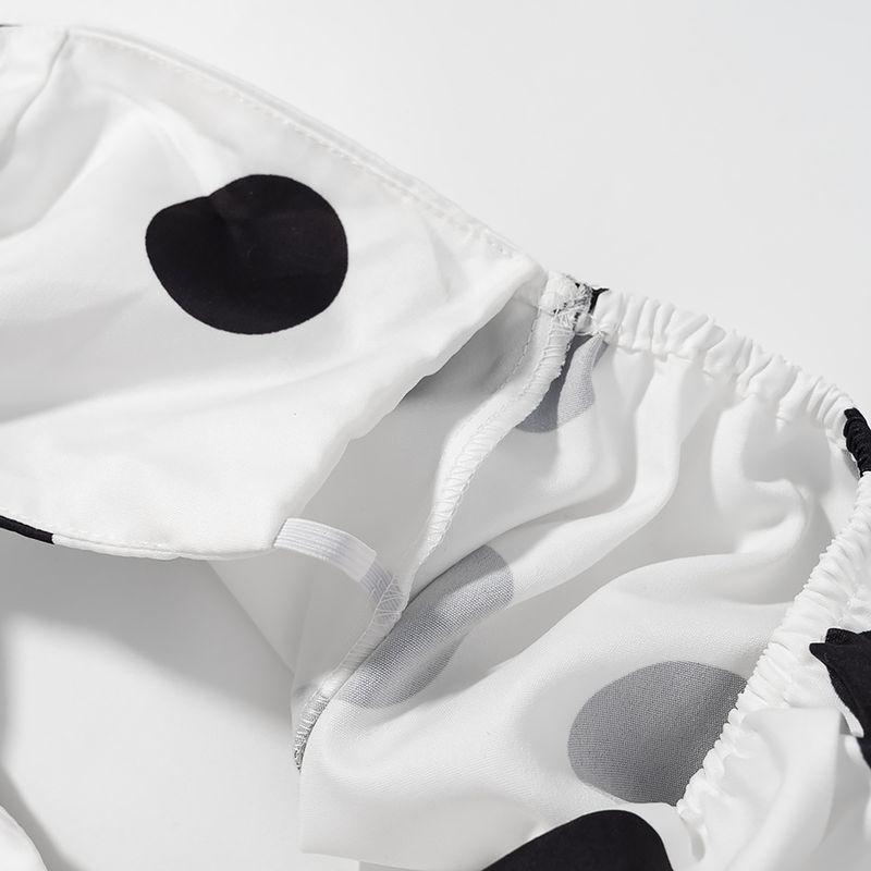 Kaslead New Women clothes Western Style Fashion Simple Polka Dot Print Tube Top Top Casual Pants Set