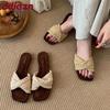 Fashion Female Slides Ladies Flats Slippers Shoes Casual Beach Soft Fashion Square Toe Women Flats Slippers Shoes Sandals Flip flops