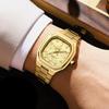 OPK Men's Quartz Analog Watch, Waterproof, Luminous, Stainless Steel Band, Simple and Stylish, Perfect for Students and Business, Gold