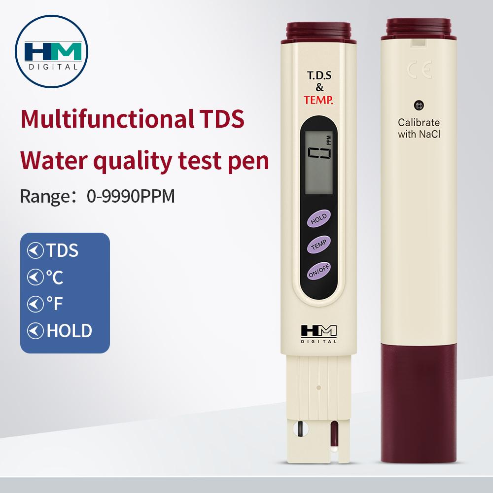 HM 2-in-1 TDS-Messgerät Handheld Wasserqualitätsprüfer Multifunktionaler TDS-Temperatur-Detektor Tragbarer TDS-Teststift für Pool Aquarium