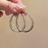 Stylish Silver Needle Round Hoop Earrings: Simple, Fashionable, Versatile, with a Light Luxury Feel