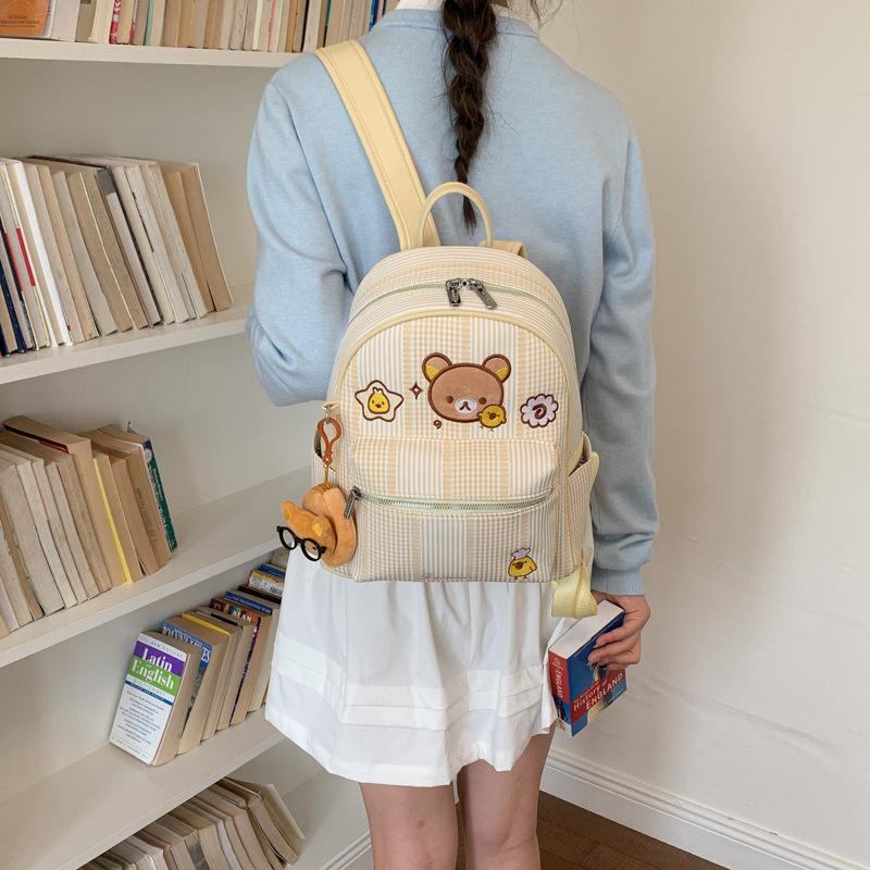 Schoolbag new striped backpack student schoolbag commuting large capacity high value cute backpack simple small fresh schoolbag