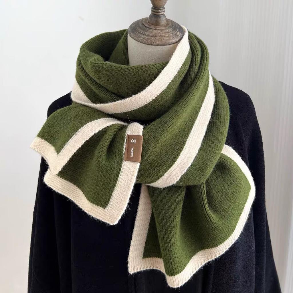 Designer Style High-end Color Matching Knitted Warm Scarf Women's Winter Fashion Versatile Scarf Temperament Men