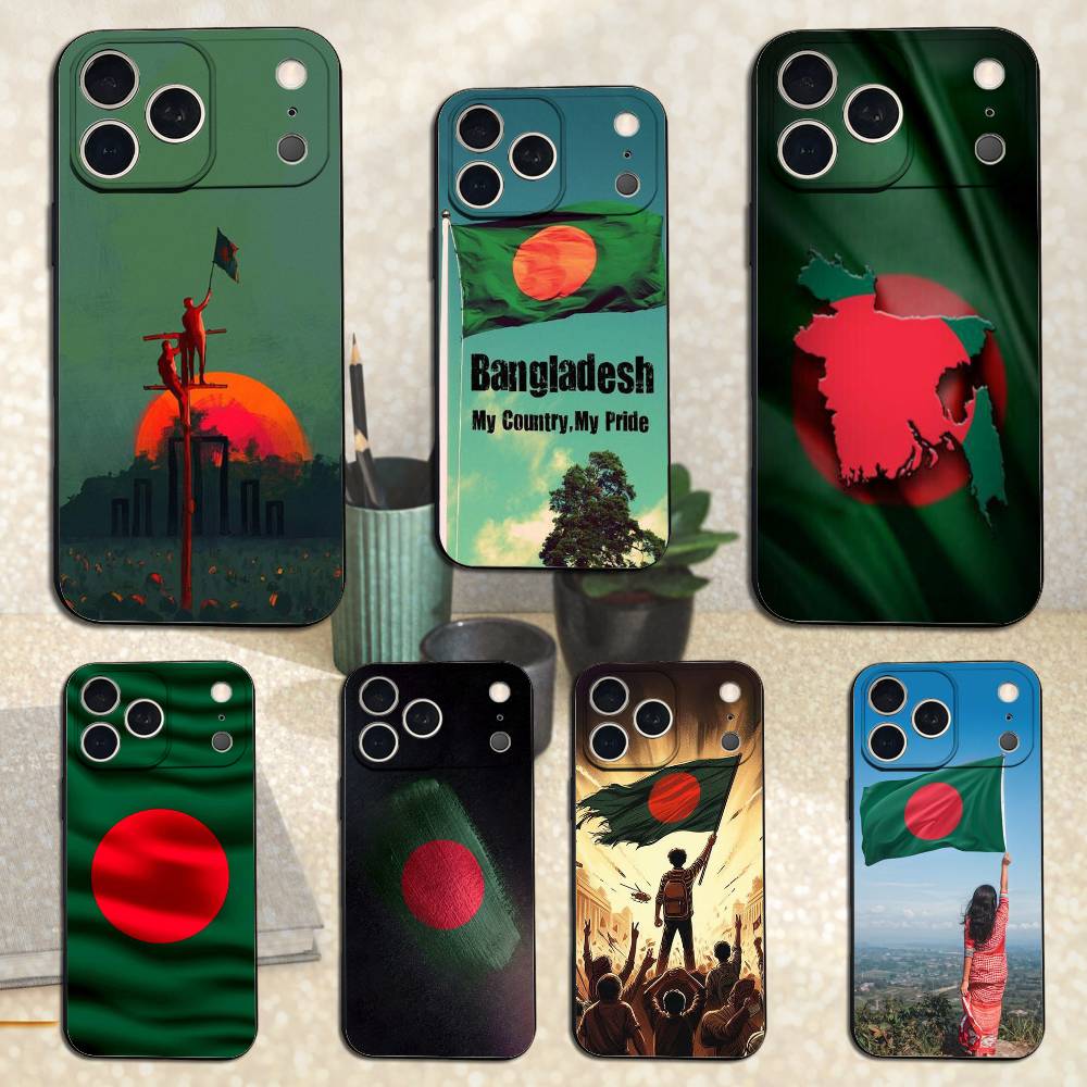 Bangladesh Flag For iPhone 13,17,11,12,16,14,15,Plus,Pro Max,XS,X,XR,SE,Mini,8,7,Soft Silicone Black Phone Case