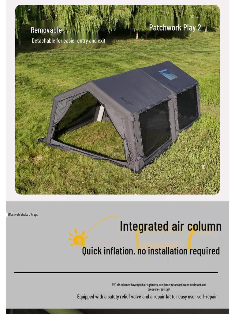 Starry Sky Inflatable Family Camping Tent: TC Cotton, All-Weather, No Installation Needed