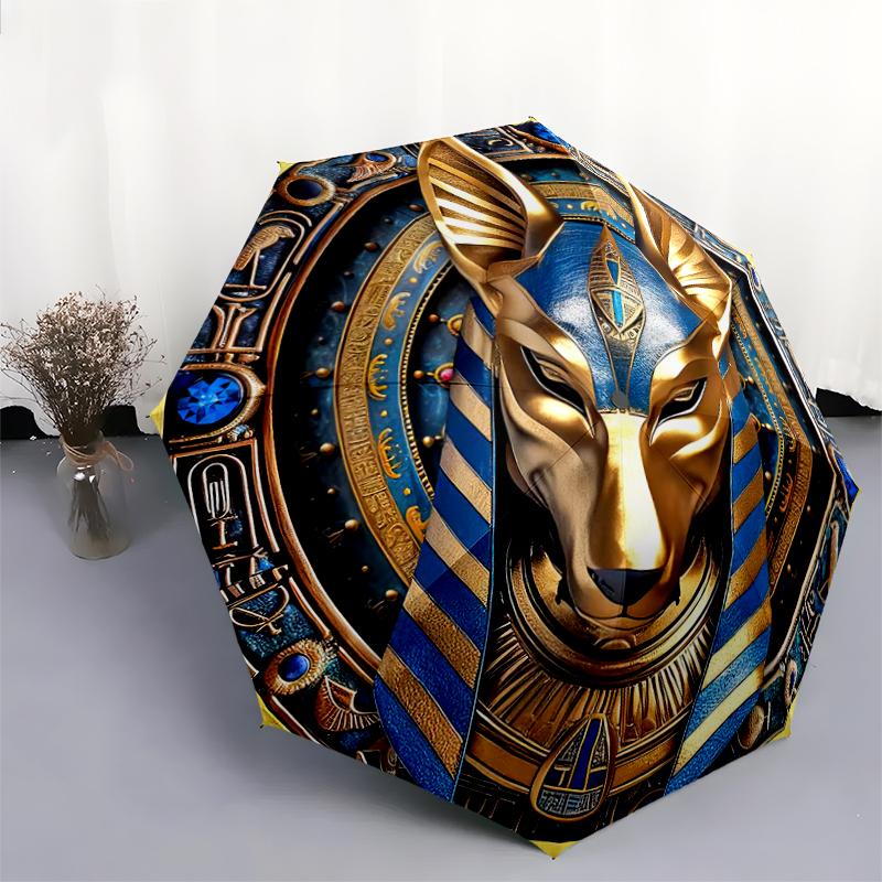 1PC Anubis Umbrella Portable Folding Umbrella Iron Frame Hole Bone Structure Outdoor Home Umbrella A11