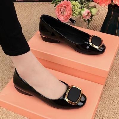 Chaussures simples à semelle souple pour femmes, à talons bas et épais, petites chaussures en cuir, printemps et été nouveaux, cuir souple de haute qualité, bout peu profond, tige basse cas