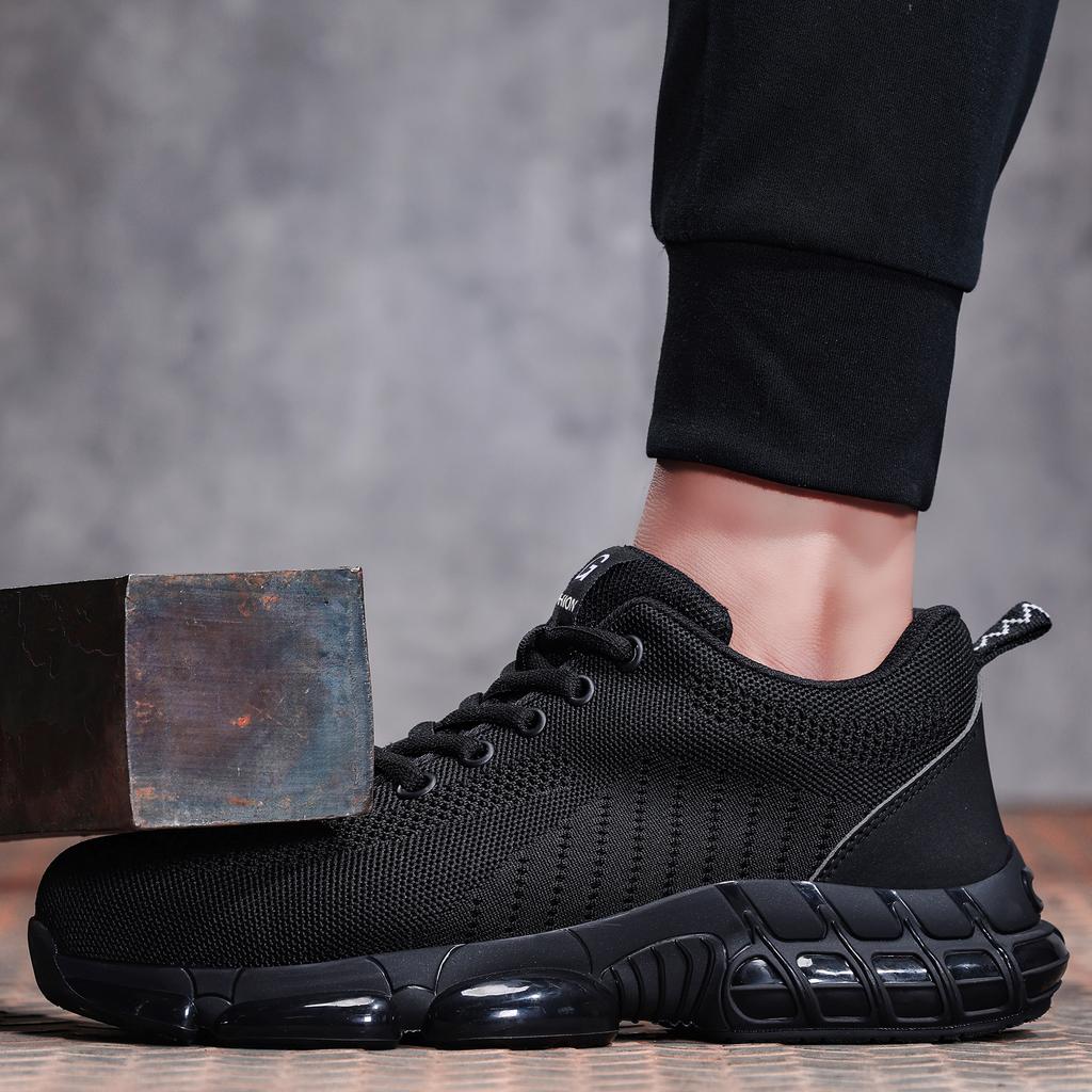 Steel Toe Protective Men's Safety Shoes Breathable Puncture Resistant Reinforced Sole Men's Work Shoes Men's Fashion Sneaker