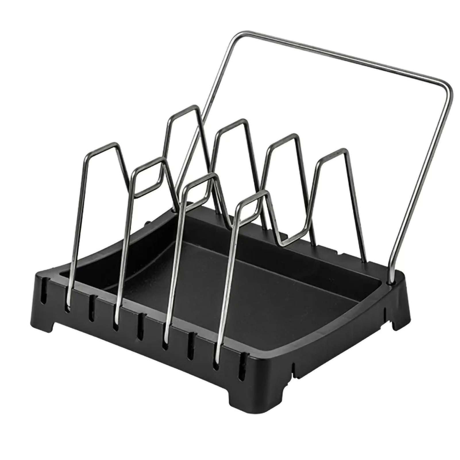 

Органайзеры для кухонного шкафа для кастрюль и сковородок, расширяемая стойка для хранения из нержавеющей стали, разделочная доска, полка для сушки посуды чёрный