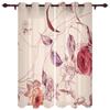 Flowers Bloom Turquoise Plants Roses Window Curtain For Living Room Bedroom Luxury Home Kitchen Decor Items Curtains