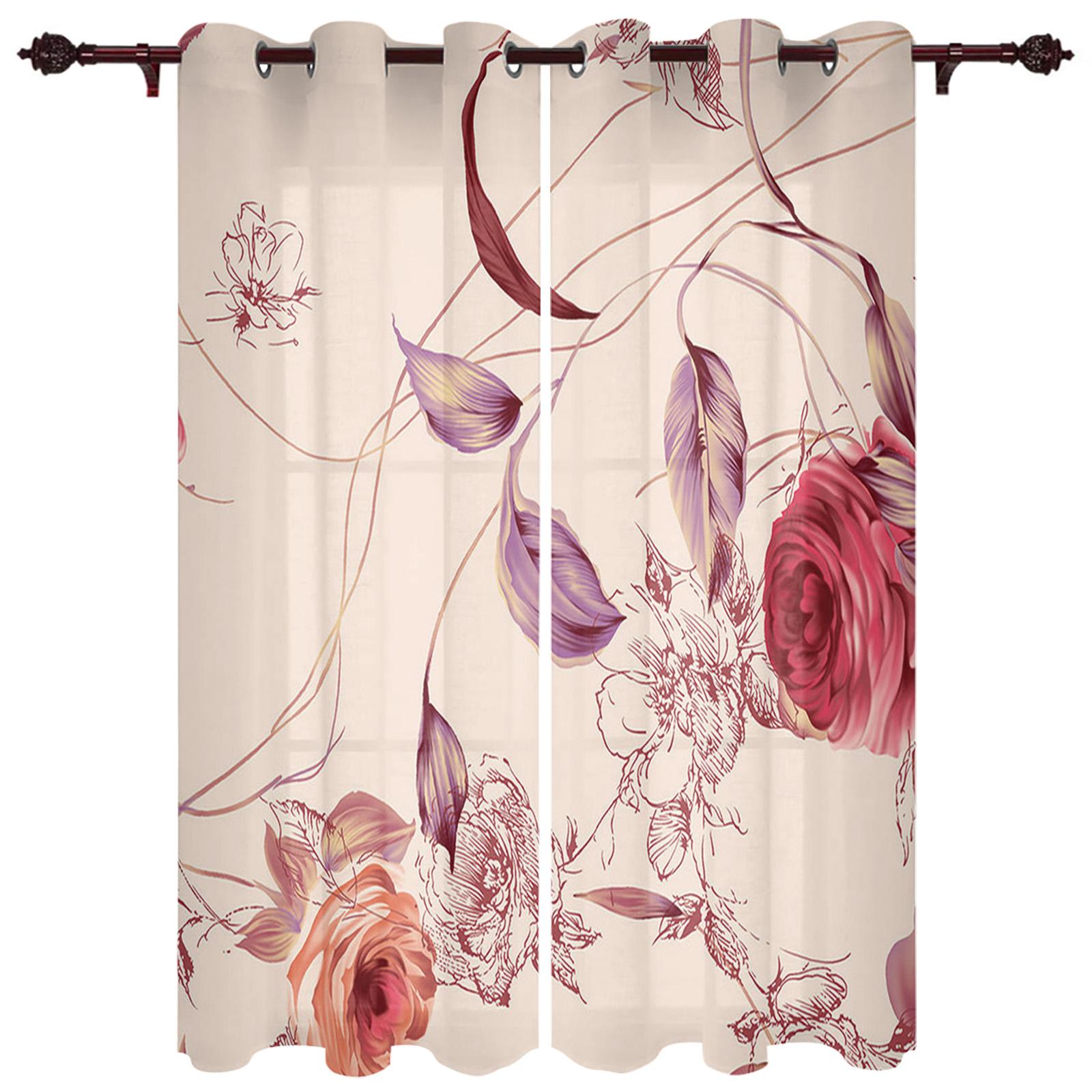 Цветы Блум Бирюзовые Растения Розы Оконные Шторы Для Гостиной Спальни Роскошные Домашние — фото 16