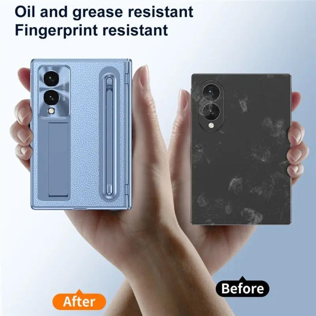 ZFold8 Phone Case Invisible Bracket Lichee Leather Cover with Pen Slot Screen Film for Samsung Galaxy Z Fold 8 Ultra 7 6 5 4