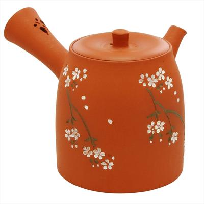 Tokoname Ware Aomine Vermilion Kiritachi Sakura Inka Teapot 190ml Brown Y10