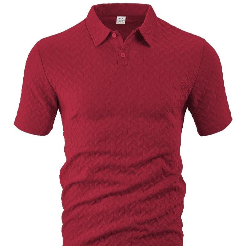 Thin, Breathable, Sweat-wicking, Loose-fitting, Casual, Solid Color Jacquard Men's Short-sleeve Polo Shirt