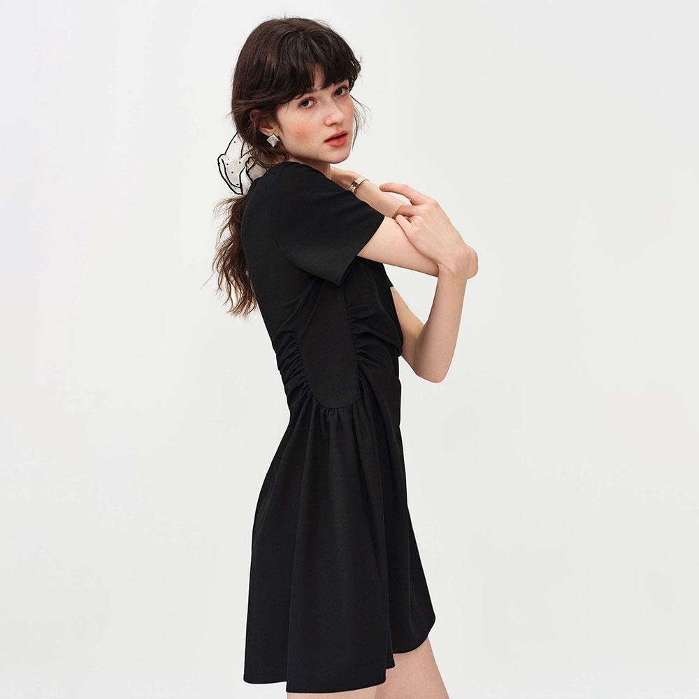 Wednesday Delight Wd_Slim Fit Drape Mini Dress_Black
