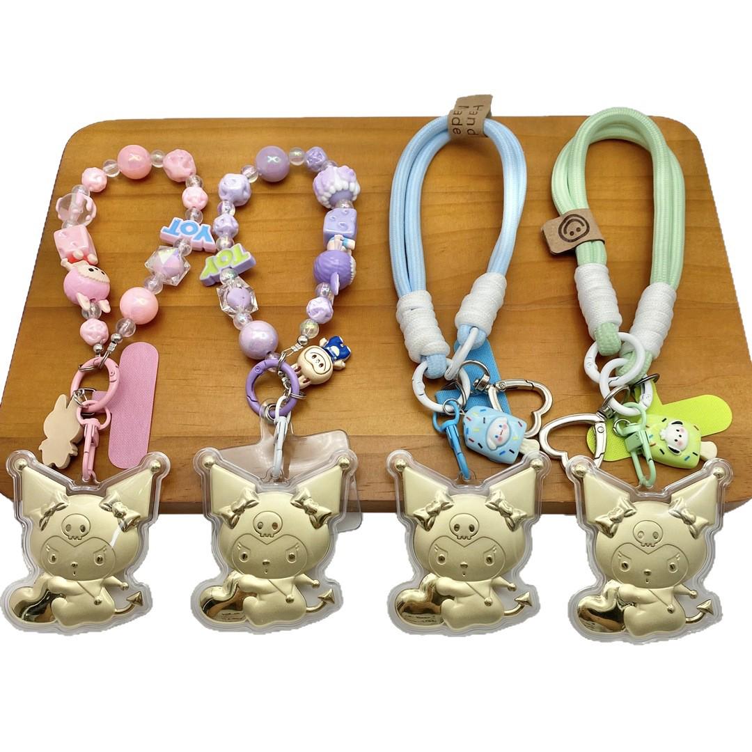 Kuromi Gold Keychain Pendant: 999 Pure Gold Mobile Phone Lanyard Gift Gold Foil