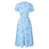 Womens V Neck Holiday Floral Print Dress Ladies Short Sleeve Party Dress