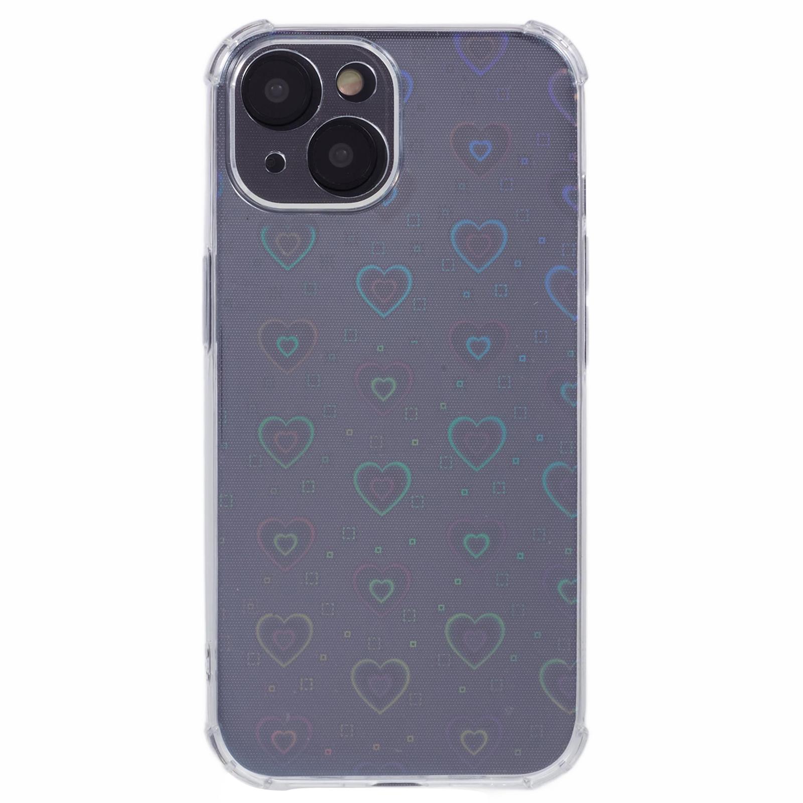 

For iPhone 14 Case Clear TPU Shockproof Phone Cover with Cute Paper Love Heart