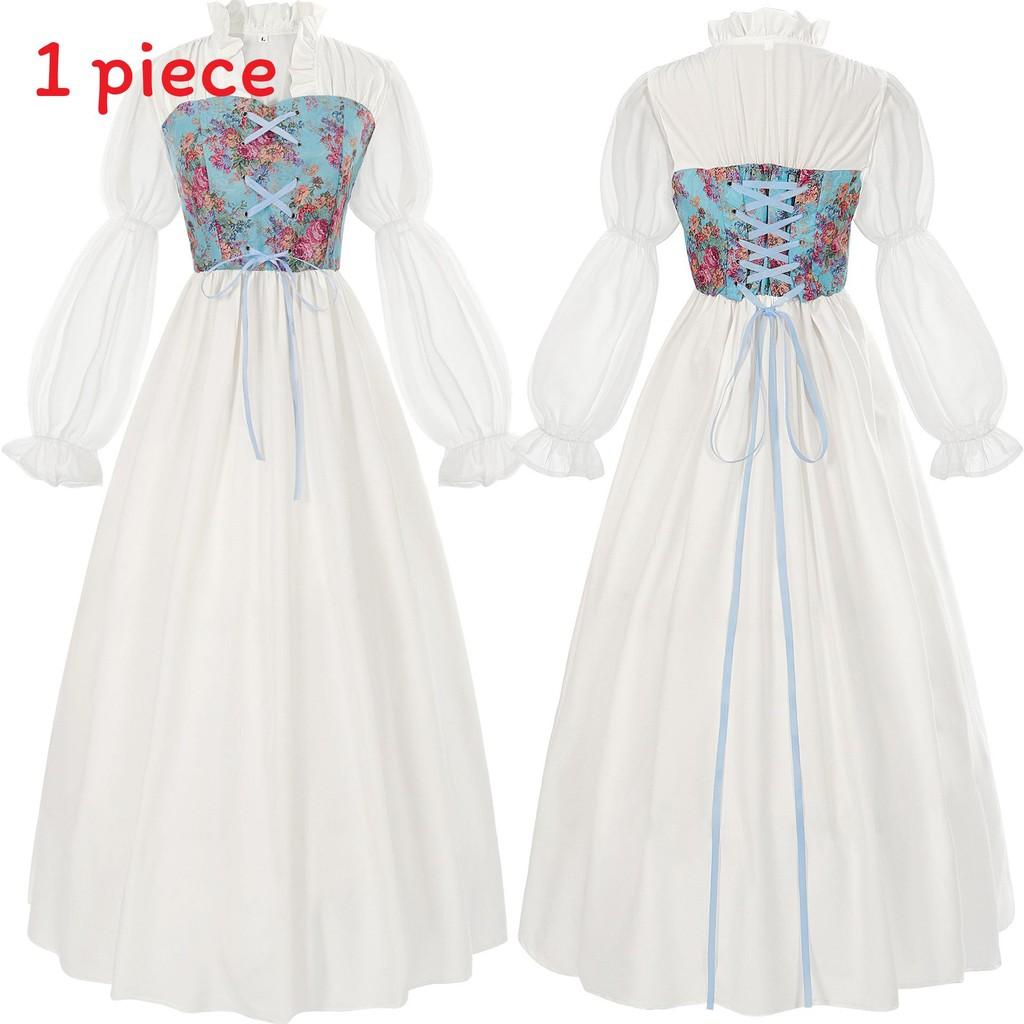 Women Skirt Renaissance Dress Festivals Cosplay Decor Costume Set Performance