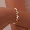 Colored Zircon Stone Heart Women's Bracelet Moon Star Adjustable Box Chain Wristband Jewelry Gift For Girlfriend Valentine's Day