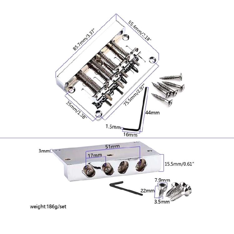 4 String Top Load Hardtail Bass Guitar Bridge Vintage A Style Bass Bridge