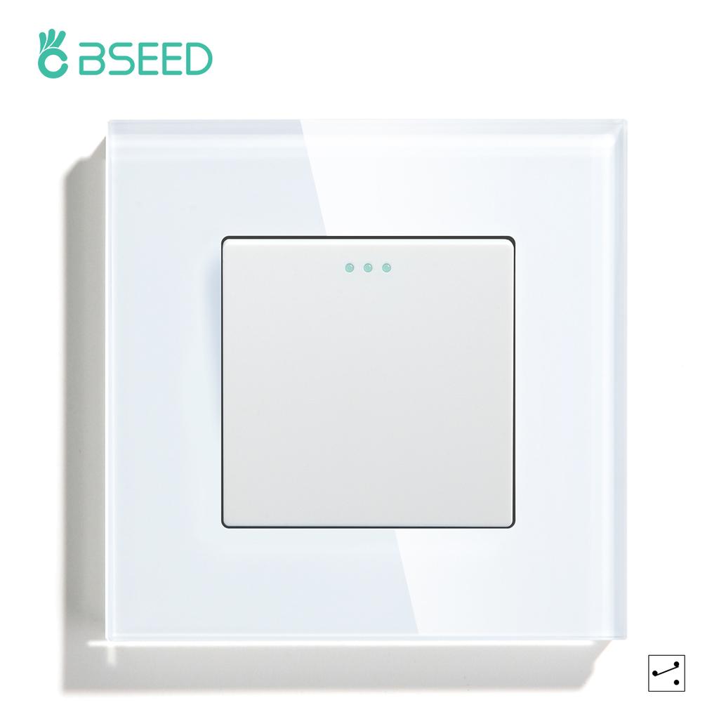 BSEED 1/2/3-fach Wandschalter 2-Wege Treppenlichtschalter Plus Typ-C USB-Steckdose EU-Standard Glaspanel