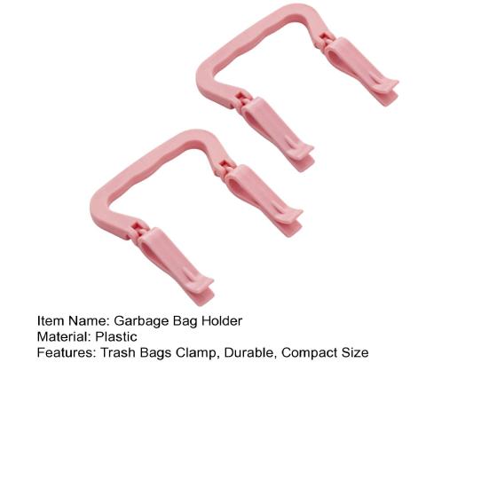 2PCS Garbage Bag Clamp, Durable Plastic Non-Slip Trash Bag Clips, Fastener Adjustable Fit with Handle Clip for Home Use