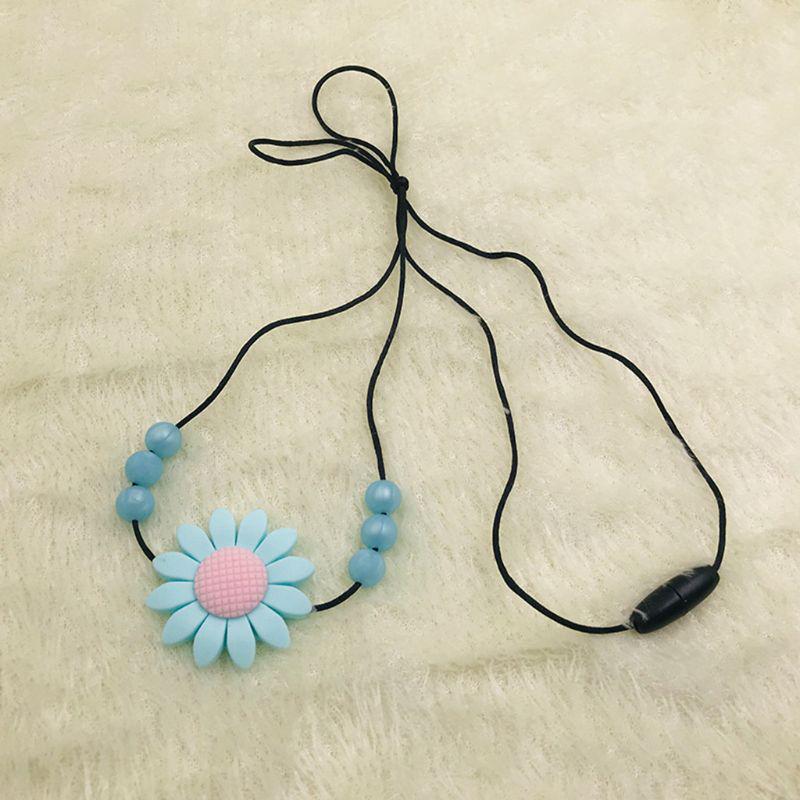 Sunflower Baby Teether Necklace Silicone Pendant Beads Teething Nursing Toys