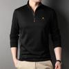 Spring New Style Stand-up Collar Trendy Long-sleeved T-shirt Cotton Fashion Casual Zipper Solid Color T-shirt
