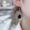 Circle Black Crystal Dangle Earrings - Fashion Party Jewelry, Accessories