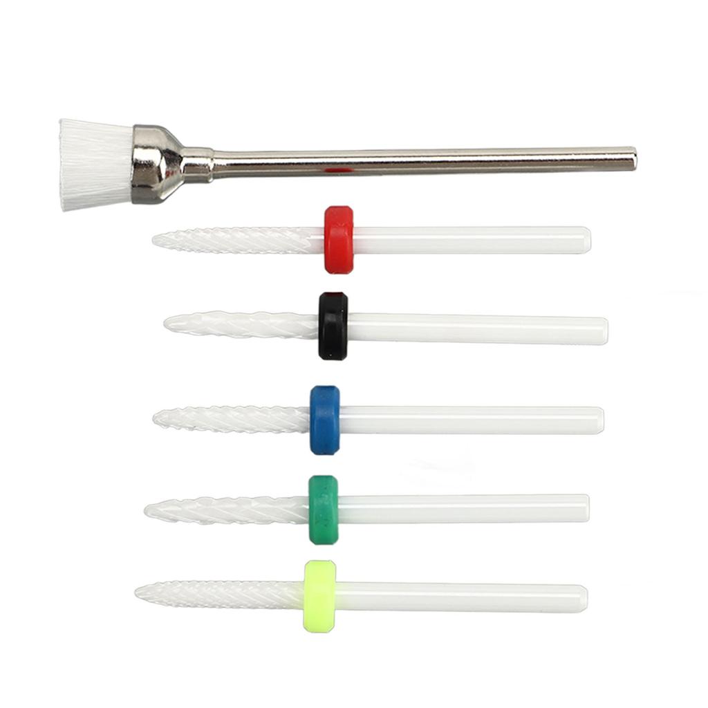 6pcs Nail Drill Bit Set Professional Home Salon Ceramic Cuticle Remover Bits for Nail Artist Novice