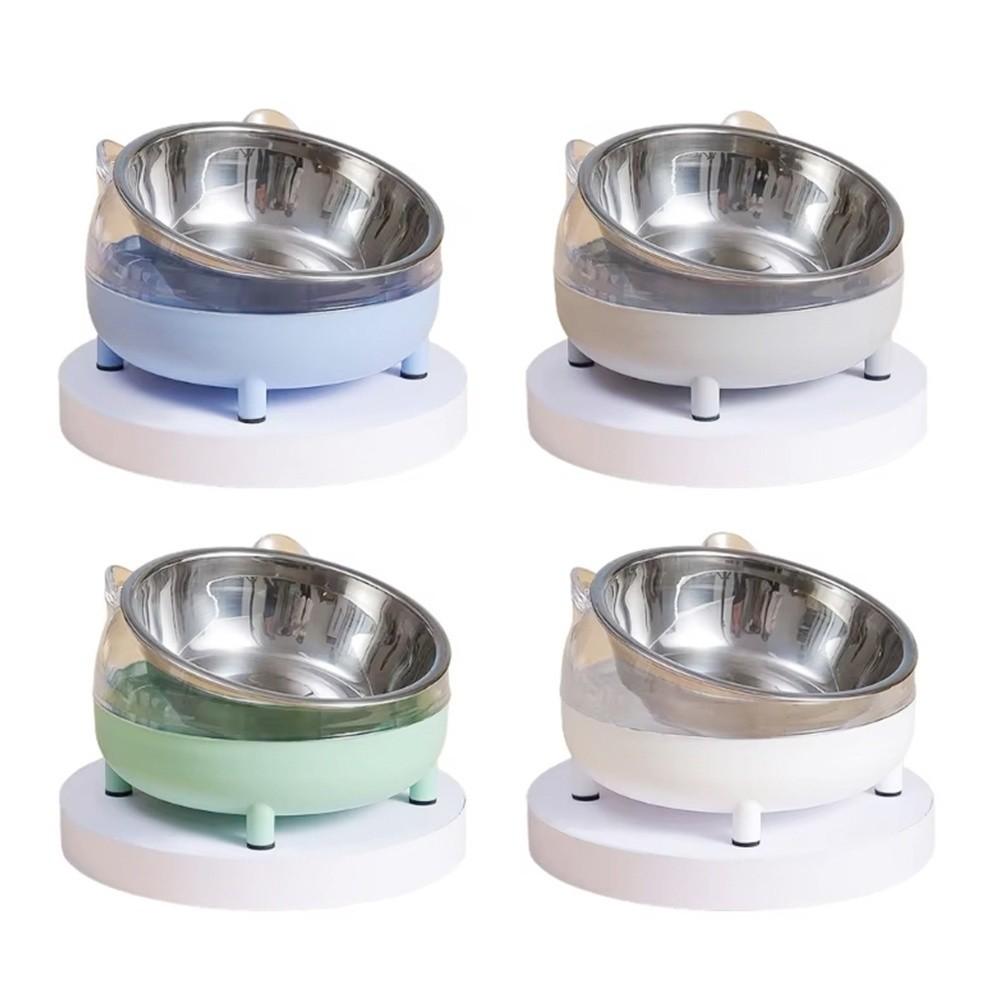 New Stainless Steel Elevated Cat Bowls Easy Clean Plastic Pet Drinking Dish Tilted Design Pet Feeding Dish Dog Feeding