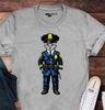 Vintage Cat Police T-Shirt: Colorized Engraving, Retro Feline Profession Gift