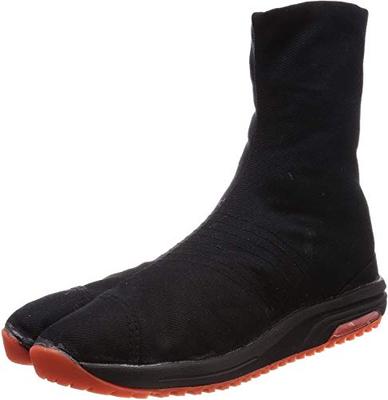 Ιαπωνικά μαξιλάρια Tabi Παπούτσια Air Jog V 6 κουμπώματα μπότες μύτης σύντομη έκδοση (12,5 Wide Women/11 Medium Men, Μαύρο)