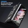 Magnetic Hinge Electroplate Frame Transparent Cover For Samsung Galaxy Z Fold 4 Case With Tempered Glass S Pen Bracket