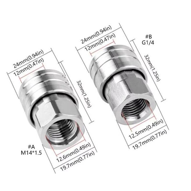 Y1UD Pressure Washer Adapter Stainless Steel 1/4 High Pressure Washer Quick Connector Pipe Hose Adapter