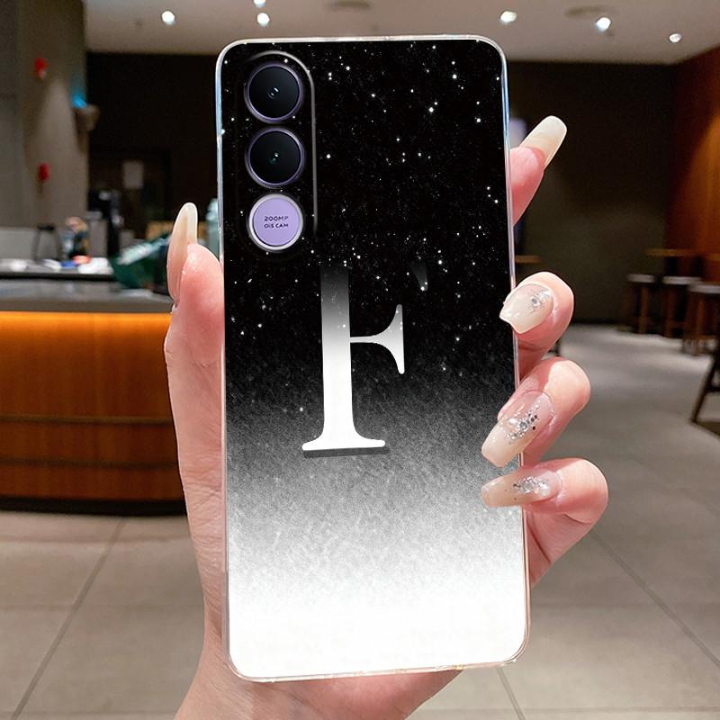 Anti-scratch Phone Case For Vivo V70 FE Jelly Clear TPU Soft Casing Lucky Letter Pink Shiny Starry Sky Pattern Couple Shell