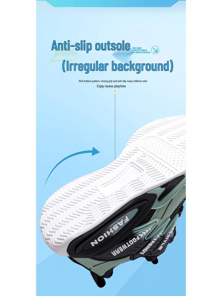 Boys' 2025 Autumn Mesh Leather Non-Slip Soft Sole Fashion Running Shoes