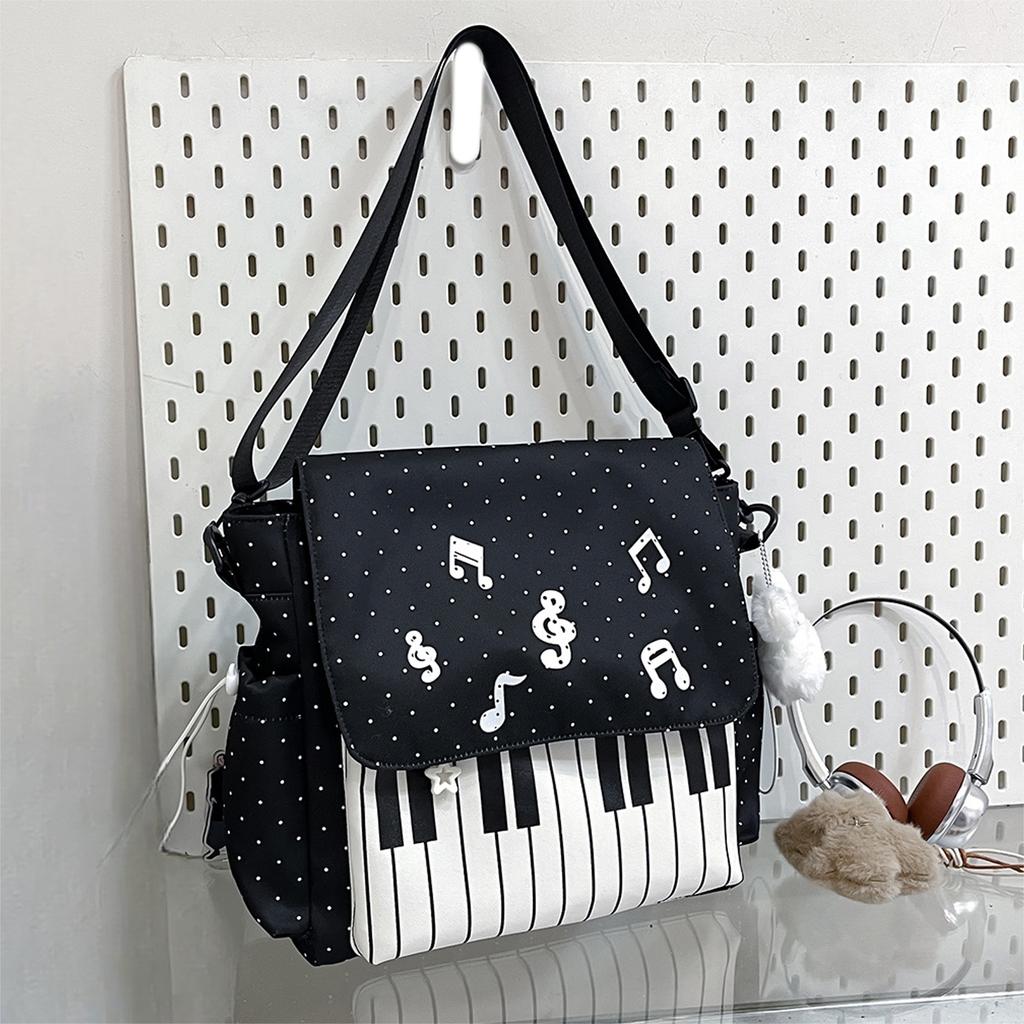 2 Pièces Sac à Dos Esthétique pour Piano en Nylon avec Sac à Bandoulière Mignon Ludique Bookpack pour Adolescents Filles Femmes Étudiant Trajet