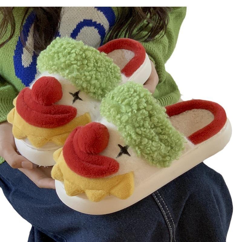 Funny clown couple cotton slippers women's new winter men's cotton shoes indoor and outdoor wear thick soles increase