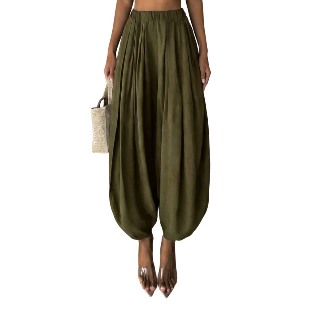 Pantaloni Harem Largi pentru Femei Pantaloni Balloon Ușori Aerisiți Talie Elastică Casual Confortabili cu Picior Lat pentru Purtare Zilnică